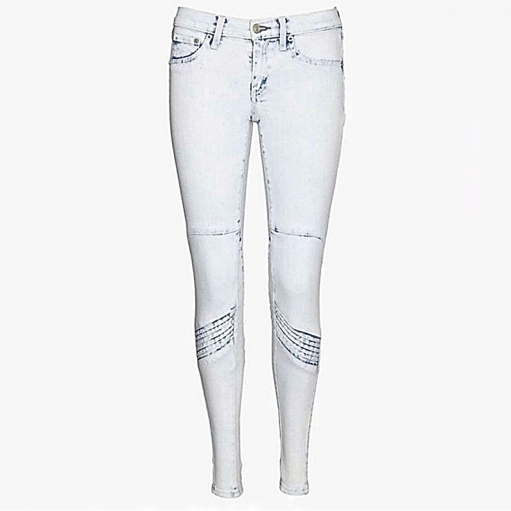 Rag & Bone for Intermix Light Blue Skinny Jeans with Motto Details